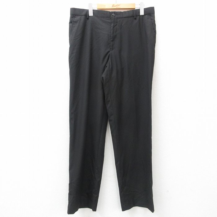 W34★古着 ペリーエリス スラックス パンツ メンズ 黒 ブラック 25may01 中古 ボトムス ロング