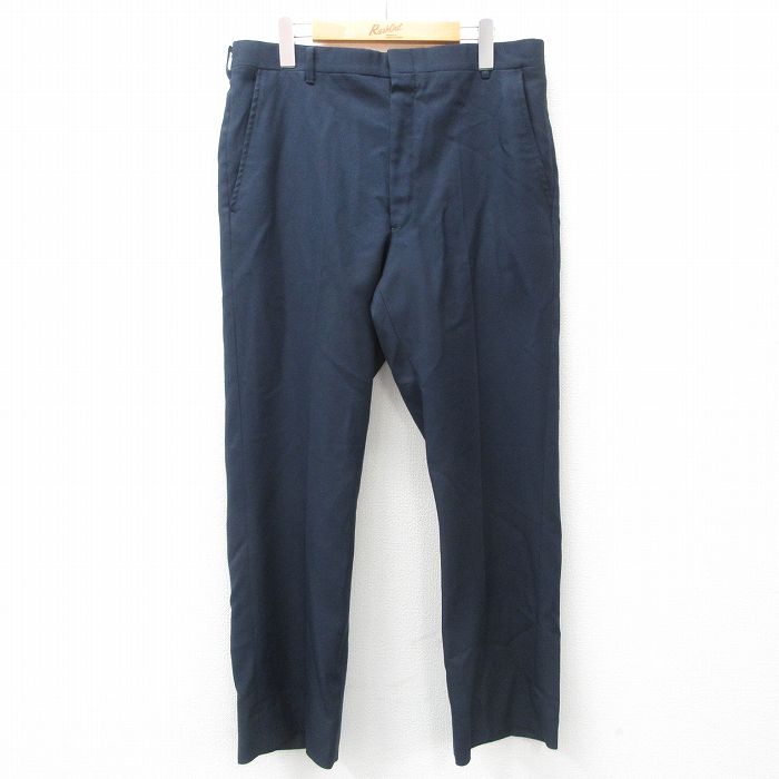 W34★古着 スラックス パンツ メンズ 80年代 80s タロン 紺 ネイビー 25may01 中古 ボトムス ロング