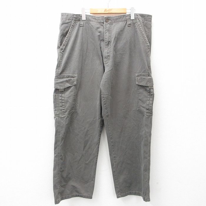 W40★古着 ラングラー Wrangler カーゴ パンツ メンズ 大きいサイズ コットン グレー系 25may01 中古 ボトムス ロング