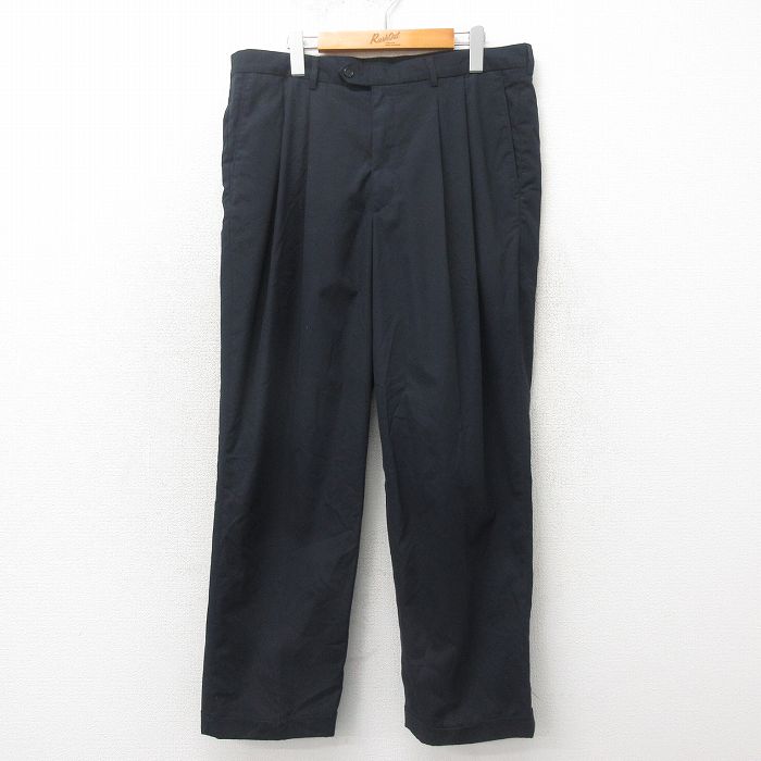 W36★古着 スラックス パンツ メンズ 黒 ブラック 25may02 中古 ボトムス ロング