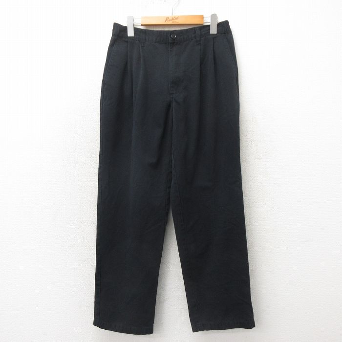 W31★古着 ベーシックエディションズ パンツ メンズ 黒 ブラック 25may02 中古 ボトムス ロング