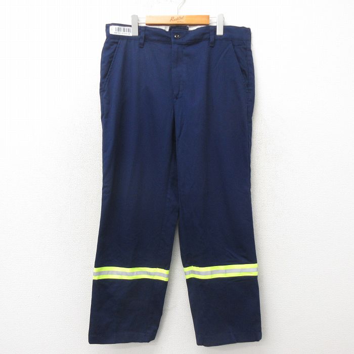 W37★古着 レッドキャップ ワーク パンツ メンズ リフレクター 紺 ネイビー 【spe】 25may02 中古 ボトムス ロング
