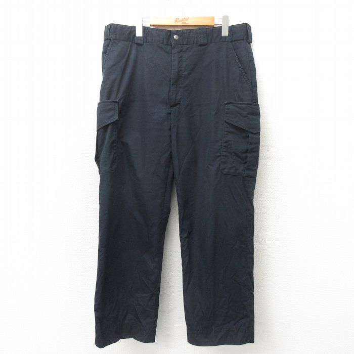 W38★古着 ブラウアー Blauer カーゴ パンツ メンズ 黒 ブラック 25may02 中古 ボトムス ロング