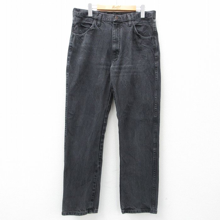 【50%OFF】W35★古着 ラスラー ジーンズ メンズ コットン 黒 ブラック デニム 25may07 中古 ボトムス ジーパン Gパン ロング パンツ