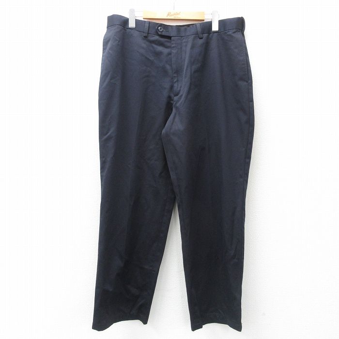 W36★古着 パンツ メンズ コットン 濃紺 ネイビー 25may07 中古 ボトムス ロング