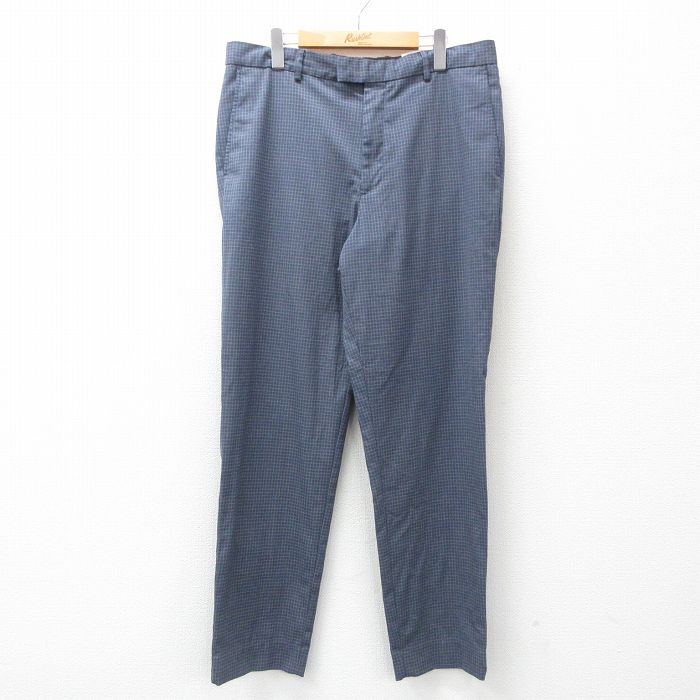 【50%OFF】W37★古着 バナナリパブリック BANANA REPUBLIC パンツ メンズ 紺他 ネイビー チェック 25may07 中古 ボトムス ロング