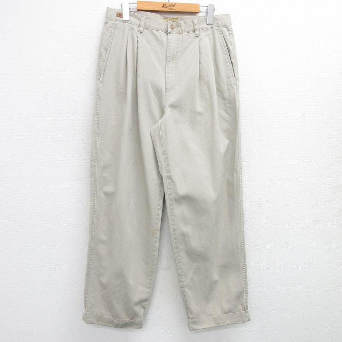 W32★古着 チノ パンツ チノパン メンズ コットン ベージュ カーキ 25may08 中古 ボトムス ロング