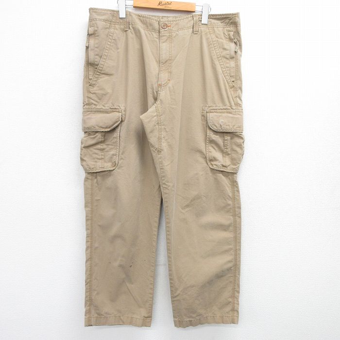 W39★古着 エルエルビーン LLBEAN カーゴ パンツ メンズ 大きいサイズ コットン ベージュ カーキ 25may08 中古 ボトムス ロング