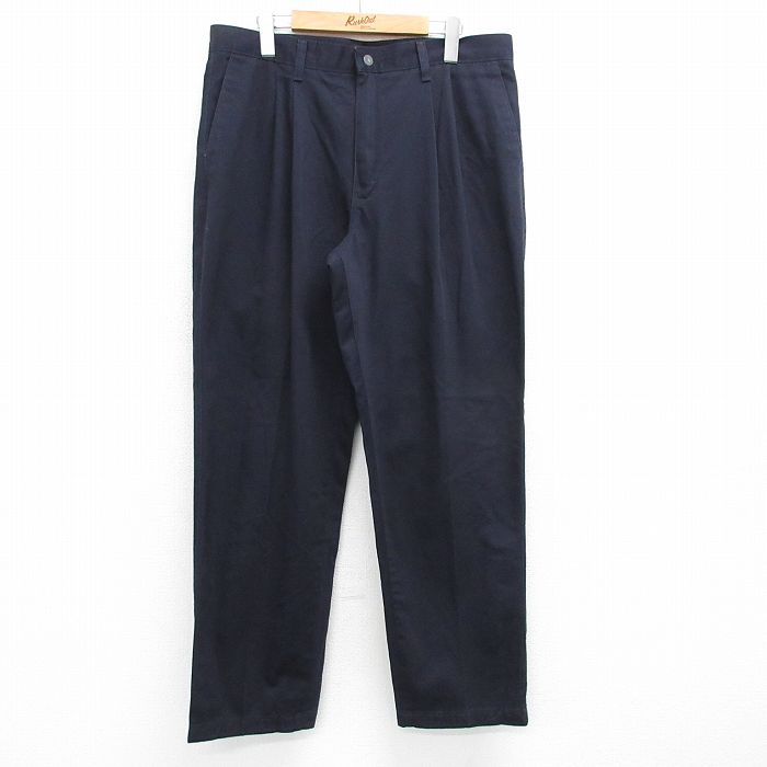 W35★古着 リー Lee パンツ メンズ コットン 濃紺 ネイビー 25may08 中古 ボトムス ロング
