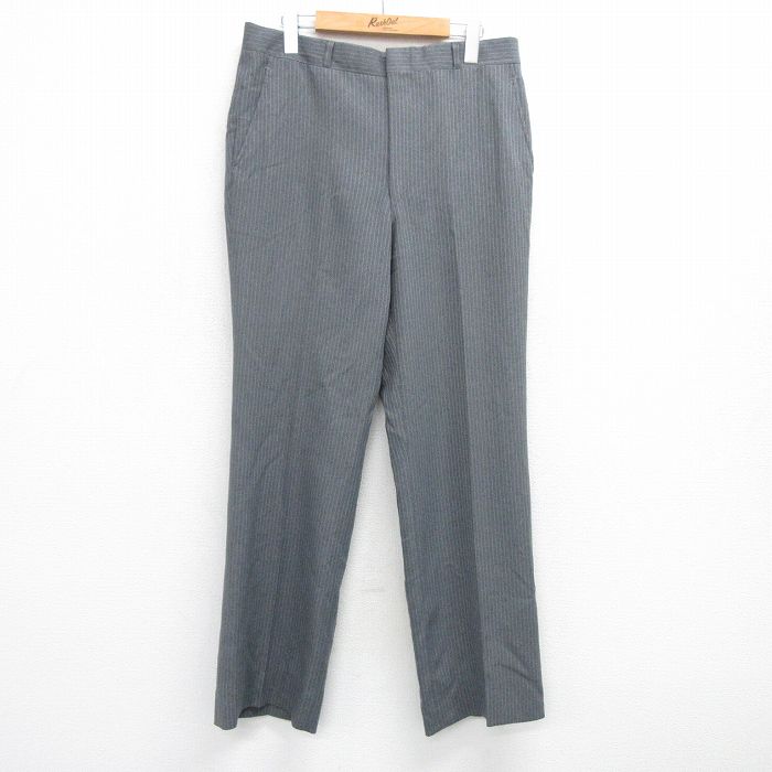 【20%OFF】W33★古着 スラックス パンツ メンズ 80年代 80s タロン グレー他 ストライプ 25may08 中古 ボトムス ロング