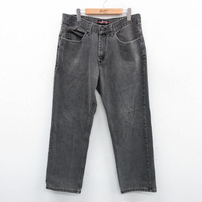 W35★古着 リー Lee ジーンズ メンズ コットン 薄黒 ブラック デニム 25may08 中古 ボトムス ジーパン Gパン ロング パンツ