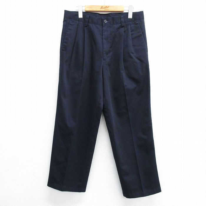 W34★古着 ドッカーズ パンツ メンズ コットン 紺 ネイビー 25may08 中古 ボトムス ロング
