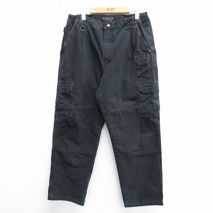 W35★古着 5.11 タクティカル カーゴ パンツ メンズ ダック地 コットン 黒 ブラック 25may08 中古 ボトムス ロング