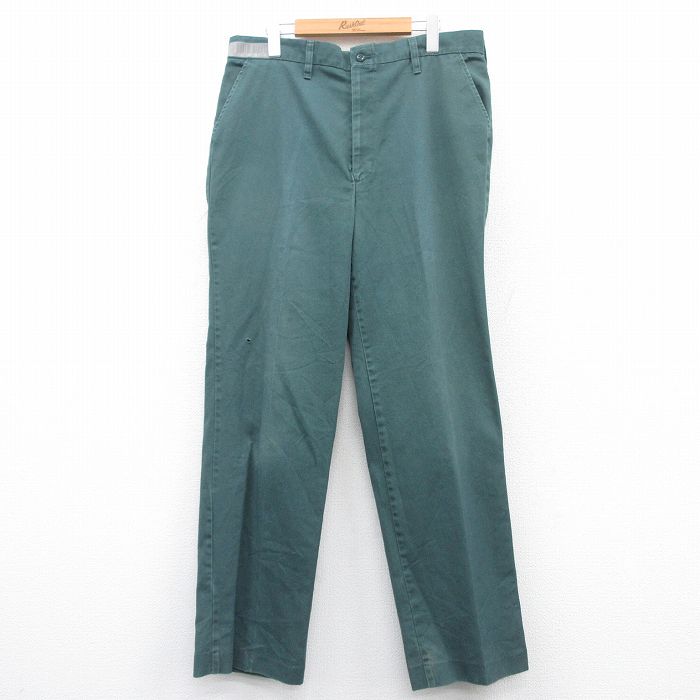 W36★古着 ワーク パンツ メンズ 緑 グリーン 25may09 中古 ボトムス ロング