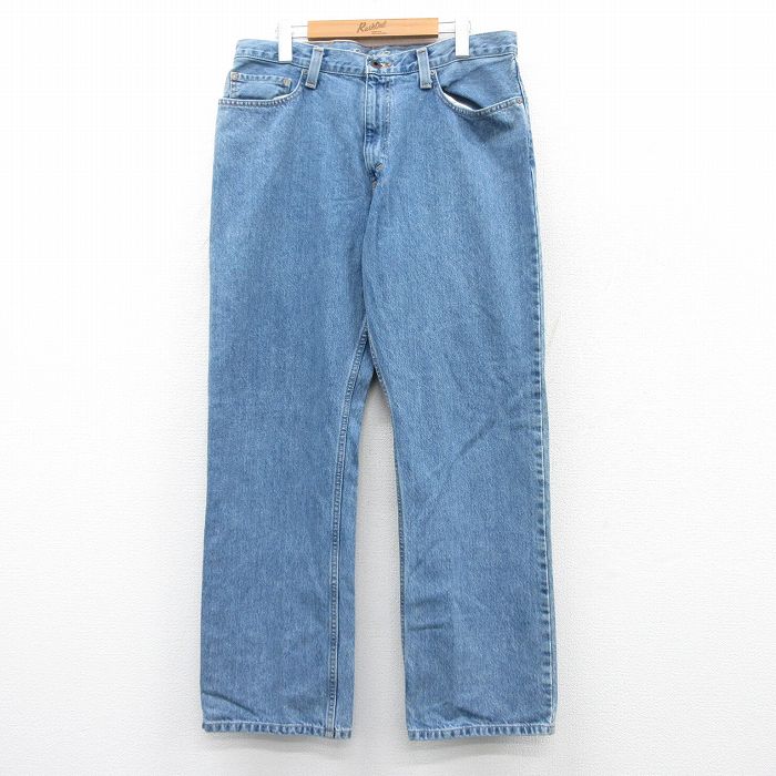 W36★古着 エディーバウアー ジーンズ メンズ コットン 紺 ネイビー デニム 25may09 中古 ボトムス ジーパン Gパン ロング パンツ