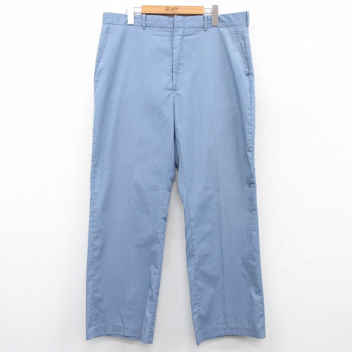 W37★古着 スラックス パンツ メンズ 80年代 80s USA製 タロン 薄紺 ネイビー 25may09 中古 ボトムス ロング