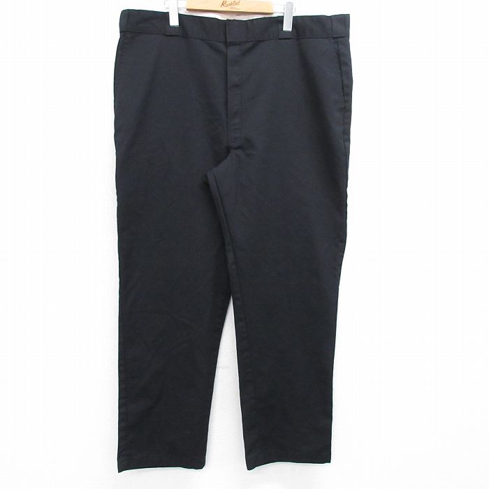 W43★古着 ディッキーズ Dickies ワーク パンツ メンズ 大きいサイズ 黒 ブラック 25may09 中古 ボトムス ロング