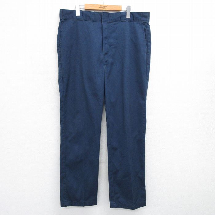 W40★古着 ディッキーズ Dickies ワーク パンツ メンズ 大きいサイズ 紺 ネイビー 25may09 中古 ボトムス ロング