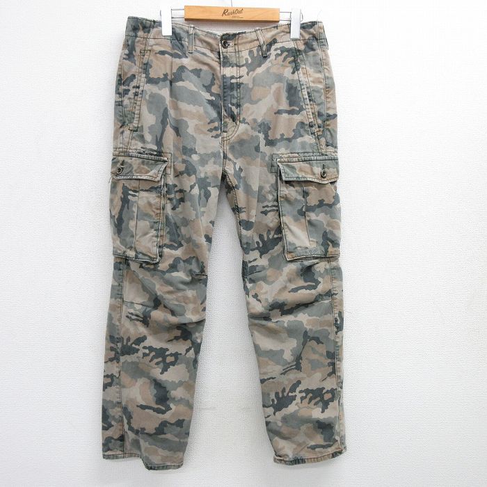 W34★古着 リーバイス Levis カーゴ パンツ メンズ コットン ベージュ系 カーキ 迷彩 25may09 中古 ボトムス ロング