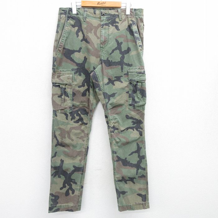 W35★古着 ギャップ GAP カーゴ パンツ メンズ リップストップ 緑 グリーン 迷彩 25may09 中古 ボトムス ロング