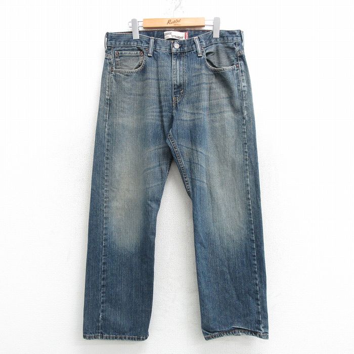 W35★古着 リーバイス Levis 569 ジーンズ メンズ ヒゲ コットン 紺 ネイビー デニム 【spe】 25may10 中古 ボトムス ジーパン Gパン ロング パンツ
