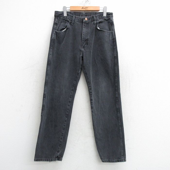 【50%OFF】W32★古着 ラスラー ジーンズ メンズ コットン 黒 ブラック デニム 25may10 中古 ボトムス ジーパン Gパン ロング パンツ