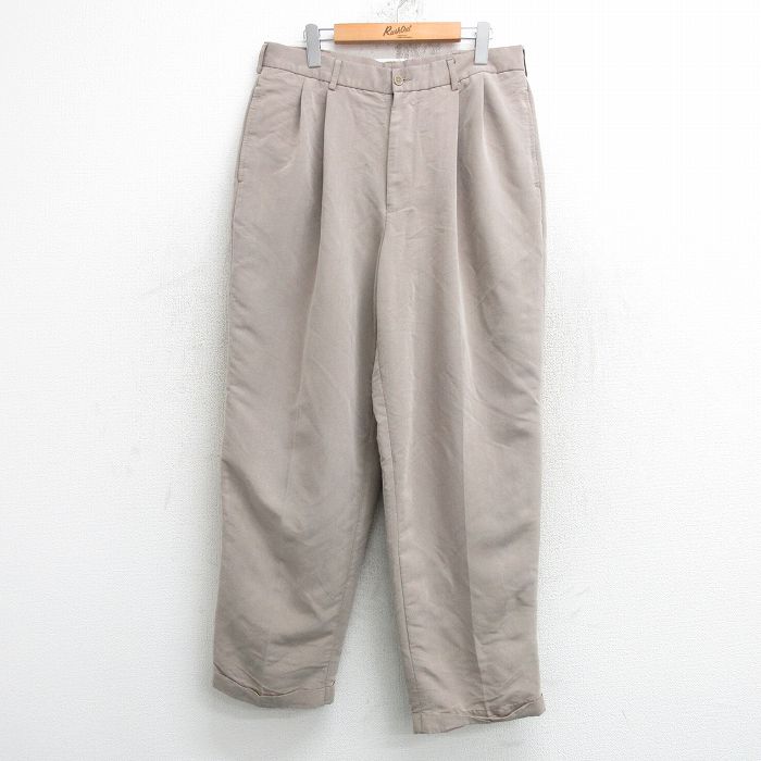 W34★古着 パンツ メンズ 00年代 00s レーヨン ベージュ系 カーキ 25may10 中古 ボトムス ロング