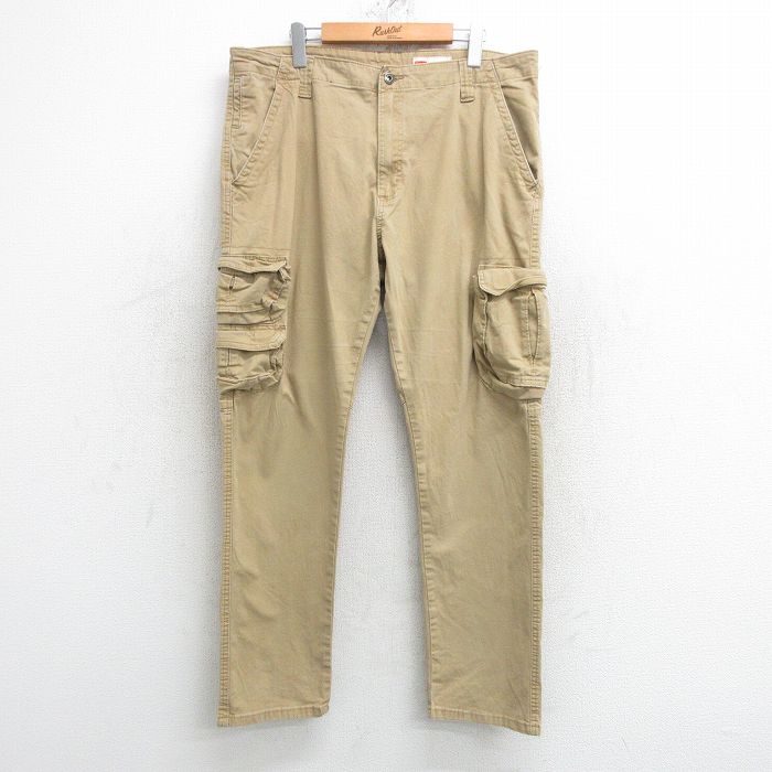 W38★古着 ラングラー Wrangler カーゴ パンツ メンズ ベージュ系 カーキ 25may10 中古 ボトムス ロング
