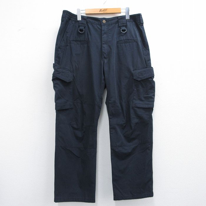 W37★古着 カーゴ パンツ メンズ リップストップ 紺 ネイビー 25may10 中古 ボトムス ロング