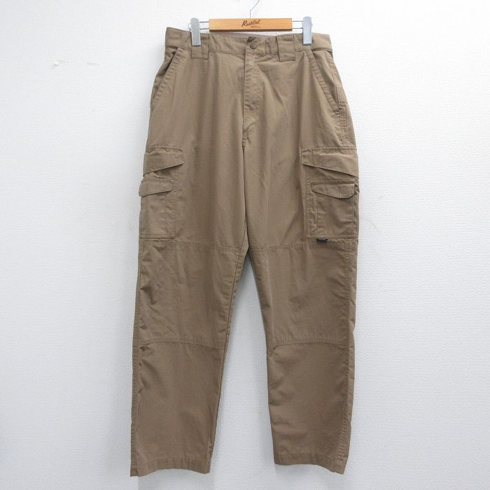 【50%OFF】W33★古着 カーゴ パンツ メンズ リップストップ 濃ベージュ カーキ 25may10 中古 ボトムス ロング