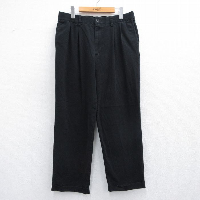 W34★古着 ドッカーズ パンツ メンズ 黒 ブラック 25may12 中古 ボトムス ロング