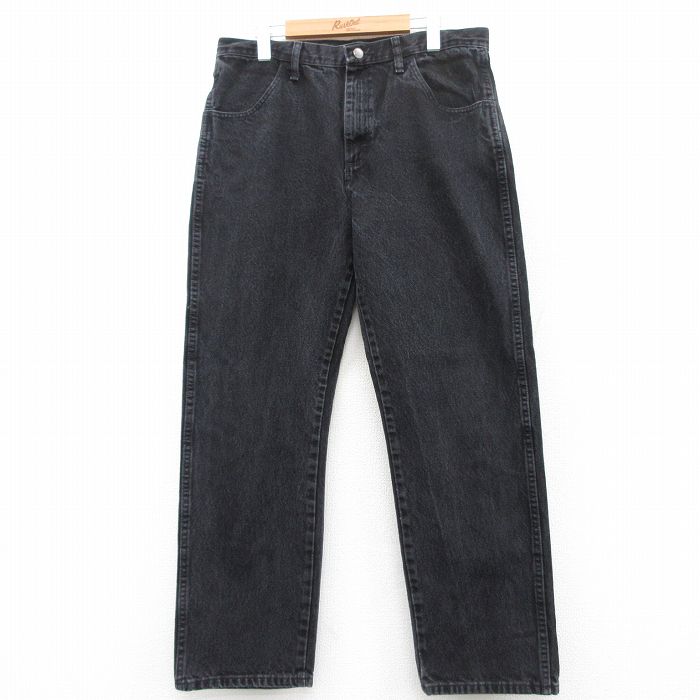 【50%OFF】W36★古着 ラスラー ジーンズ メンズ コットン 黒 ブラック デニム 25may13 中古 ボトムス ジーパン Gパン ロング パンツ