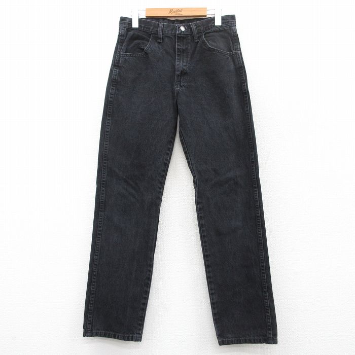 W30★古着 ラスラー ジーンズ メンズ コットン 黒 ブラック デニム 25may13 中古 ボトムス ジーパン Gパン ロング パンツ