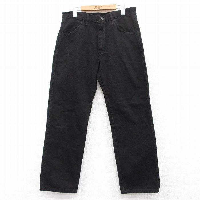 W34★古着 ラスラー ジーンズ メンズ コットン 黒 ブラック デニム 25may13 中古 ボトムス ジーパン Gパン ロング パンツ
