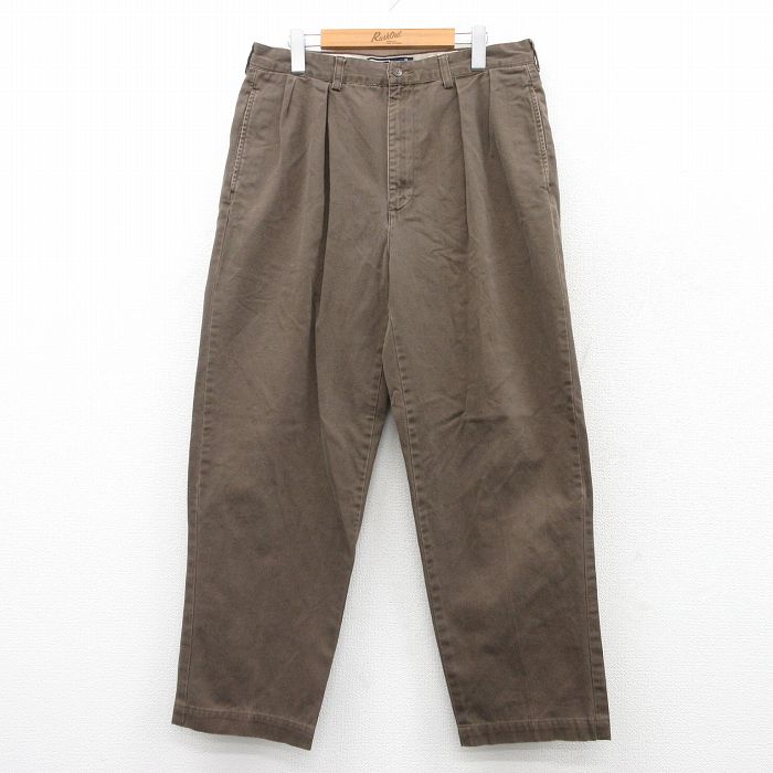 W34★古着 ラルフローレン Ralph Lauren ブランド チノ パンツ チノパン メンズ 90年代 90s ANDREW コットン 茶 ブラウン 25may13 中古 ボトムス ロング