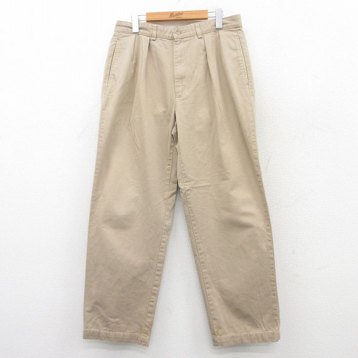 W33★古着 ラルフローレン Ralph Lauren ブランド チノ パンツ チノパン メンズ 90年代 90s コットン ベージュ カーキ 25may13 中古 ボトムス ロング