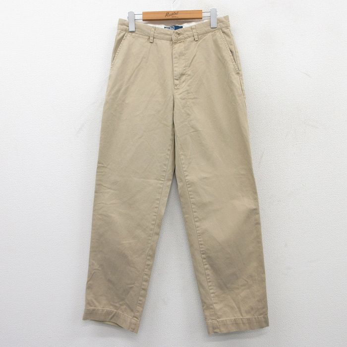 W30★古着 ラルフローレン Ralph Lauren ブランド チノ パンツ チノパン メンズ 90年代 90s コットン ベージュ カーキ 25may13 中古 ボトムス ロング