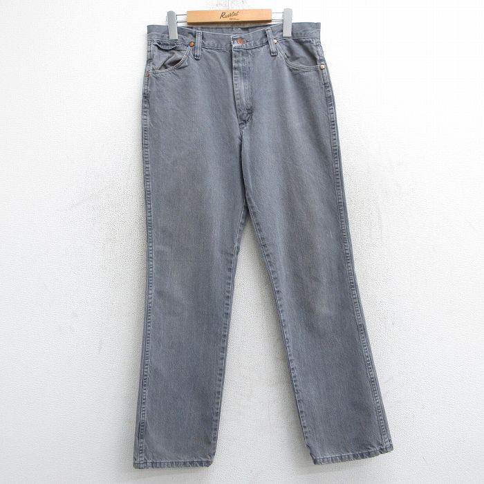 W33★古着 ラングラー Wrangler ジーンズ メンズ コットン グレー デニム 25may13 中古 ボトムス ジーパン Gパン ロング パンツ