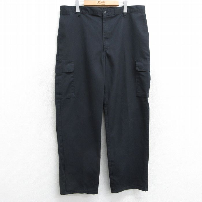 W38★古着 ディッキーズ Dickies カーゴ ワーク パンツ メンズ 黒 ブラック 25may13 中古 ボトムス ロング