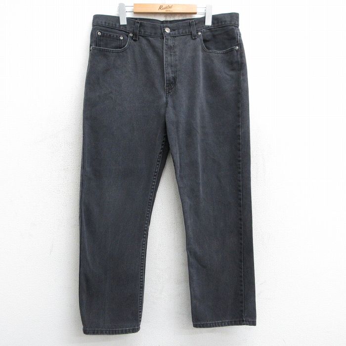 【50%OFF】W37★古着 ジーンズ メンズ コットン 黒 ブラック デニム 25may13 中古 ボトムス ジーパン Gパン ロング パンツ