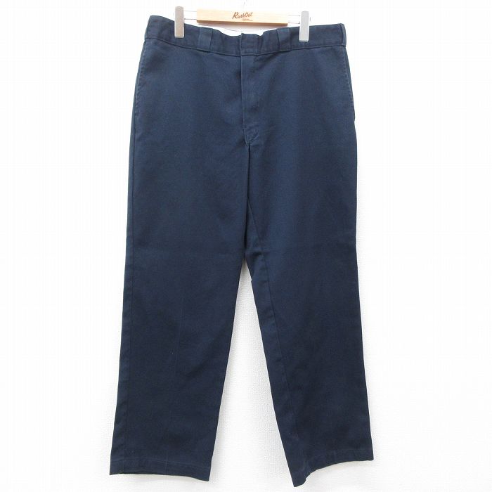 W37★古着 ディッキーズ Dickies ワーク パンツ メンズ 874 紺 ネイビー 25may14 中古 ボトムス ロング
