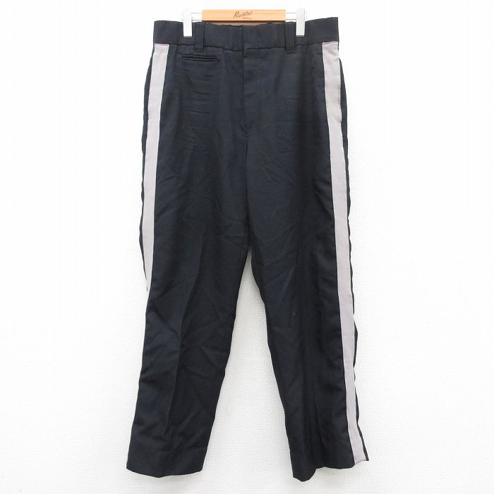 W35★古着 スラックス パンツ メンズ 90年代 90s 黒 ブラック 25may15 中古 ボトムス ロング