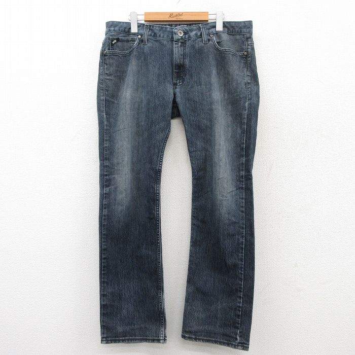 W36★古着 バンズ VANS ジーンズ メンズ 濃紺 ネイビー デニム 25may15 中古 ボトムス ジーパン Gパン ロング パンツ