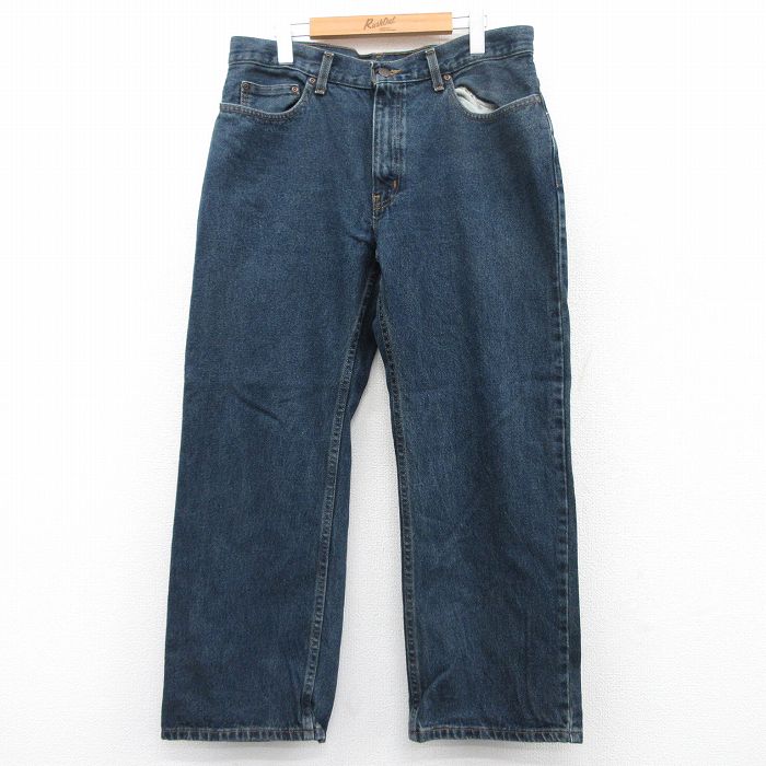 W34★古着 FADED GLORY ジーンズ メンズ コットン 濃紺 ネイビー デニム 25may15 中古 ボトムス ジーパン Gパン ロング パンツ