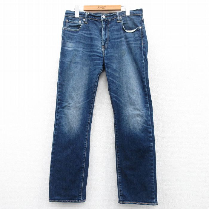 W33★古着 リーバイス Levis 504 ジーンズ メンズ ヒゲ 紺 ネイビー デニム 【spe】 25may15 中古 ボトムス ジーパン Gパン ロング パンツ