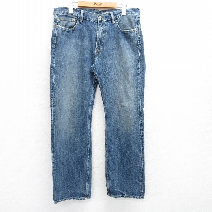 W38★古着 ラルフローレン Ralph Lauren ブランド ジーンズ メンズ ヒゲ コットン 紺 ネイビー デニム 25may15 中古 ボトムス ジーパン Gパン ロング パンツ