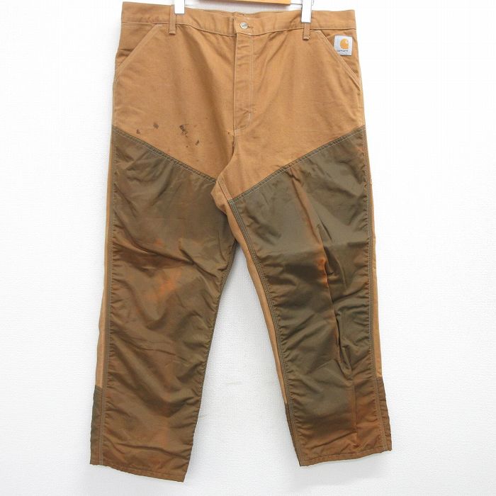 W41★古着 カーハート Carhartt ハンティング パンツ メンズ 90年代 90s ダック地 大きいサイズ コットン USA製 茶他 ブラウン 【spe】 25may15 中古 ボトムス ロング
