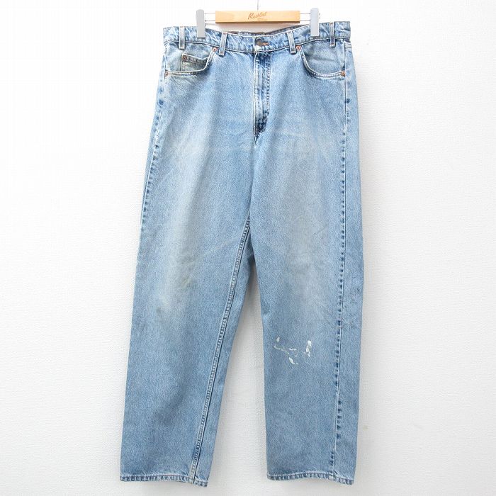W36★古着 リーバイス Levis 565 ジーンズ メンズ 90年代 90s ヒゲ コットン USA製 紺 ネイビー デニム 【spe】 25may15 中古 ボトムス ジーパン Gパン ロング パンツ