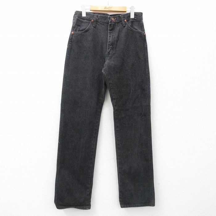 W31★古着 ラングラー Wrangler ジーンズ メンズ 90年代 90s コットン USA製 黒 ブラック デニム 25may15 中古 ボトムス ジーパン Gパン ロング パンツ
