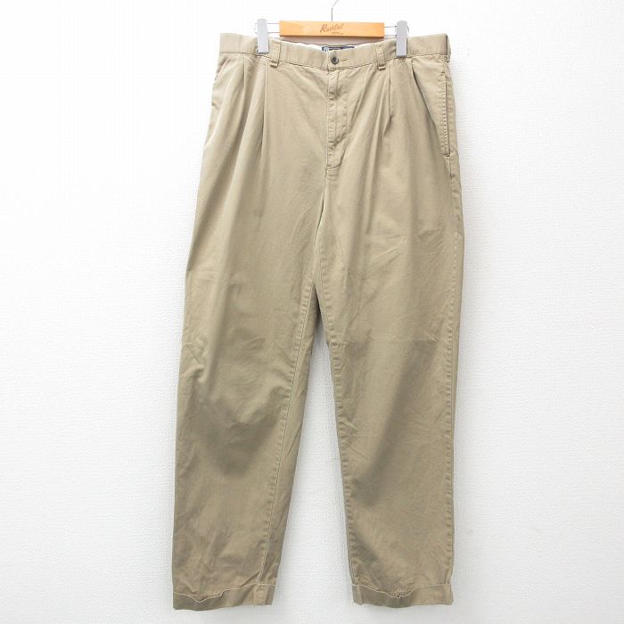 W36★古着 ラルフローレン Ralph Lauren ブランド パンツ メンズ 90年代 90s コットン ベージュ カーキ 25may15 中古 ボトムス ロング